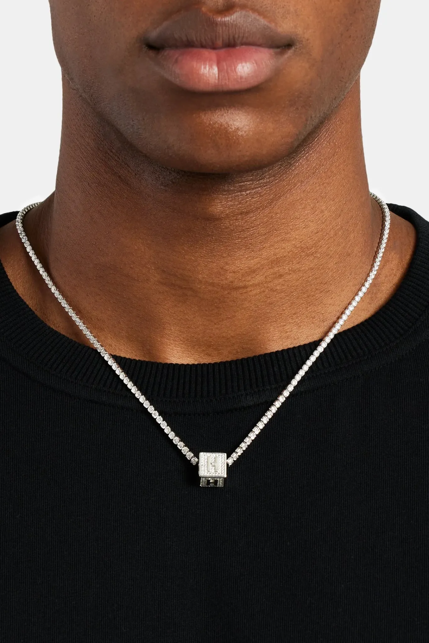 JWL-PEND Iced H Letter Block Pendant