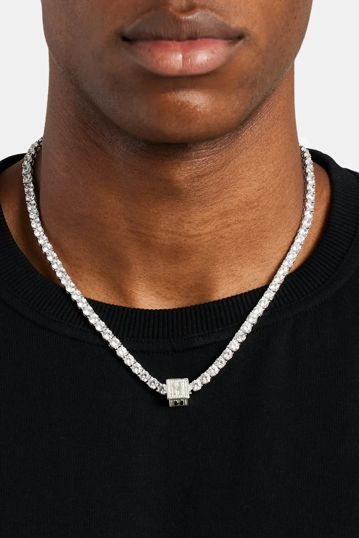 JWL-PEND Iced H Letter Block Pendant