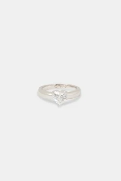 Women JWL-RNG Iced Heart CZ Band Ring - 8mm