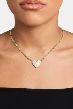 Women JWL-NECK Iced Heart Necklace - Gold