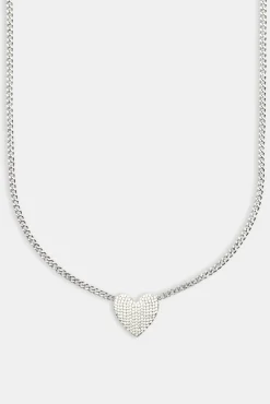 Women JWL-NECK Iced Heart Necklace - White