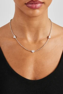 Women JWL-CHN Iced Heart Rolo Link Chain - 2.5mm