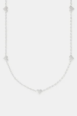 Women JWL-CHN Iced Heart Rolo Link Chain - 2.5mm