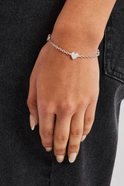 Women JWL-BRA Iced Heart Thin Link Bracelet - 2.5mm