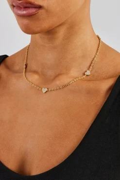 Women JWL-CHN Iced Heart Thin Link Chain - 2.5mm - Gold