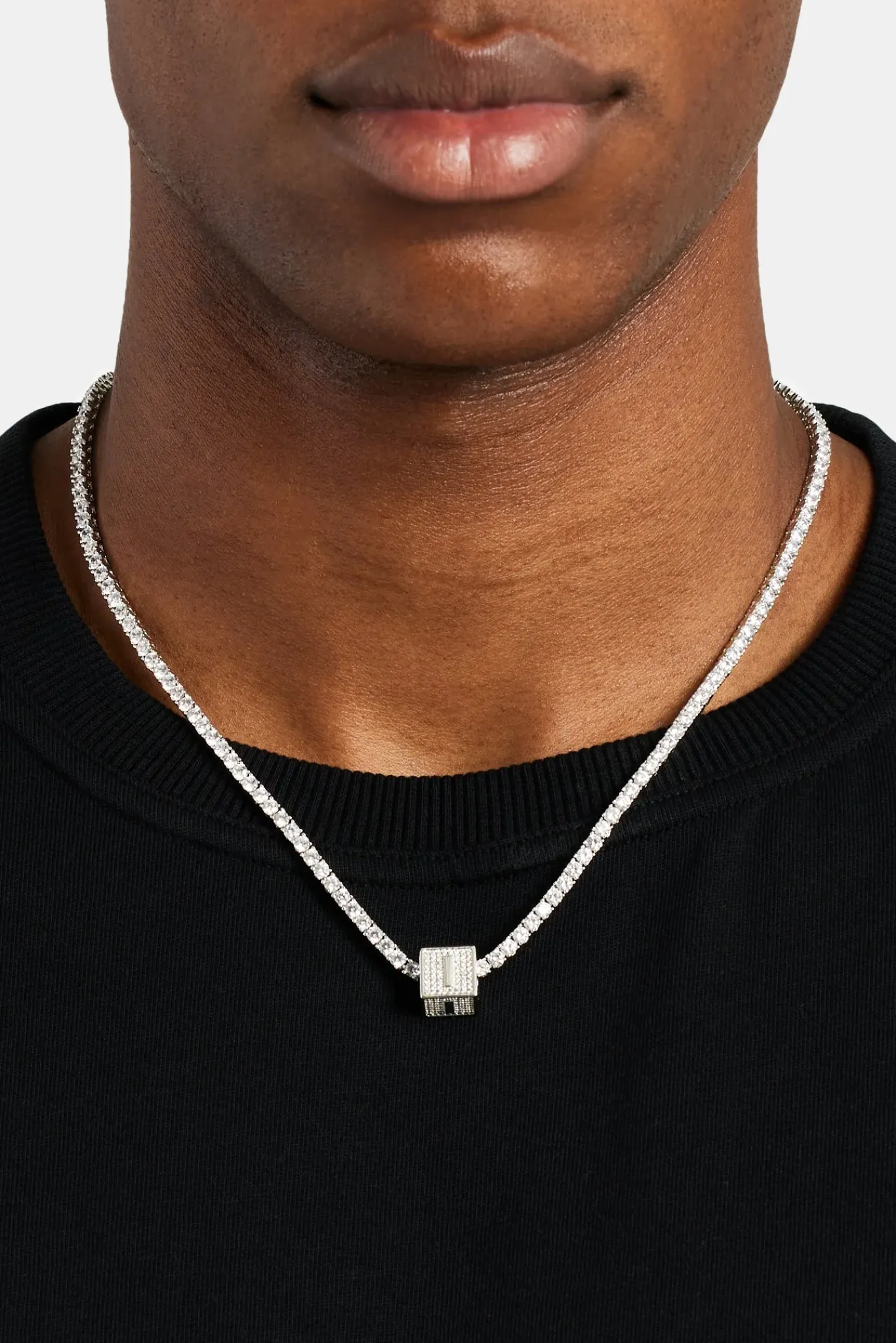 JWL-PEND Iced I Letter Block Pendant