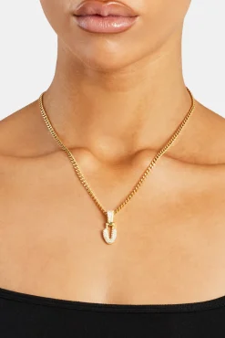 Women JWL-PEND Iced Mini Bubble Pendant & Micro Cuban Chain - Gold