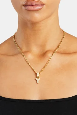 Women JWL-PEND Iced Mini Bubble Pendant & Micro Cuban Chain - Gold