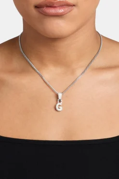 Women JWL-PEND Iced Mini Bubble Pendant & Micro Cuban Chain - White