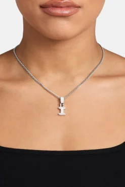 Women JWL-PEND Iced Mini Bubble Pendant & Micro Cuban Chain - White