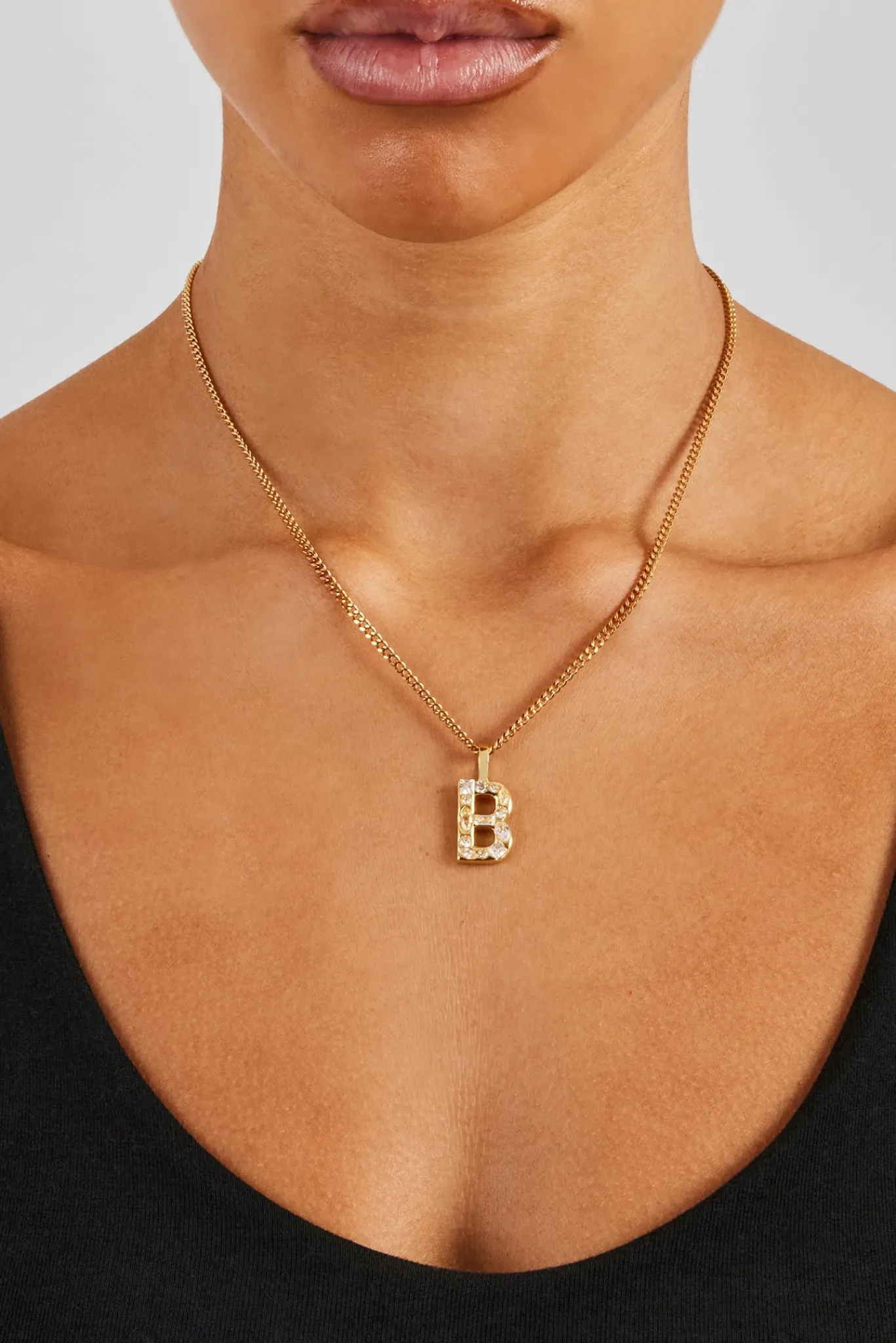 Women JWL-PEND Iced Mixed Stone Letter Pendant - 25mm