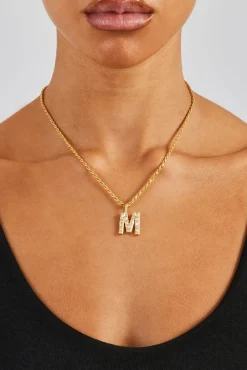 Women JWL-PEND Iced Mixed Stone Letter Pendant - 25mm
