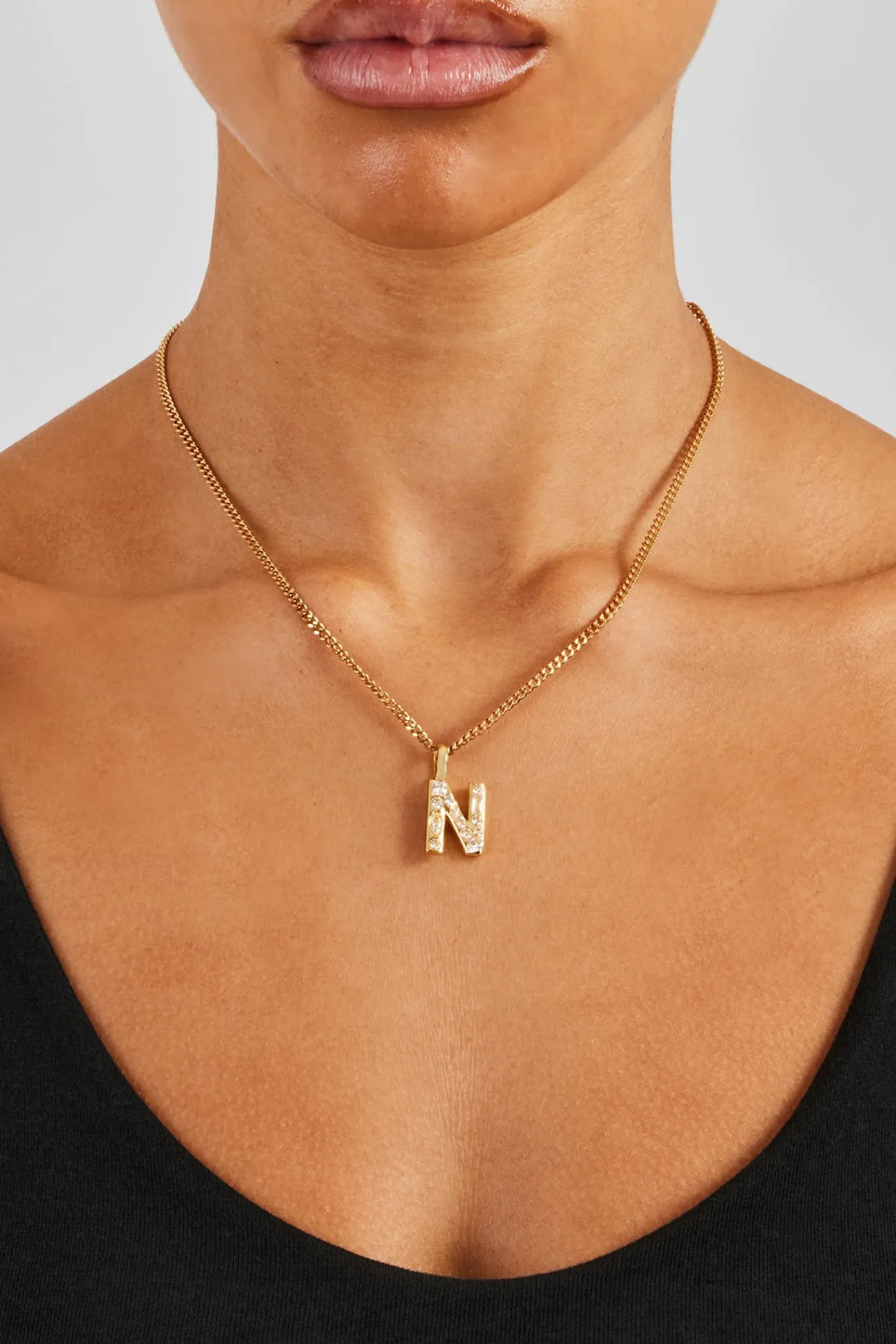 Women JWL-PEND Iced Mixed Stone Letter Pendant - 25mm