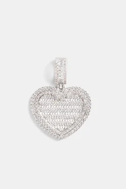 Women JWL-PEND Iced 50mm CZ Baguette Heart Pendant
