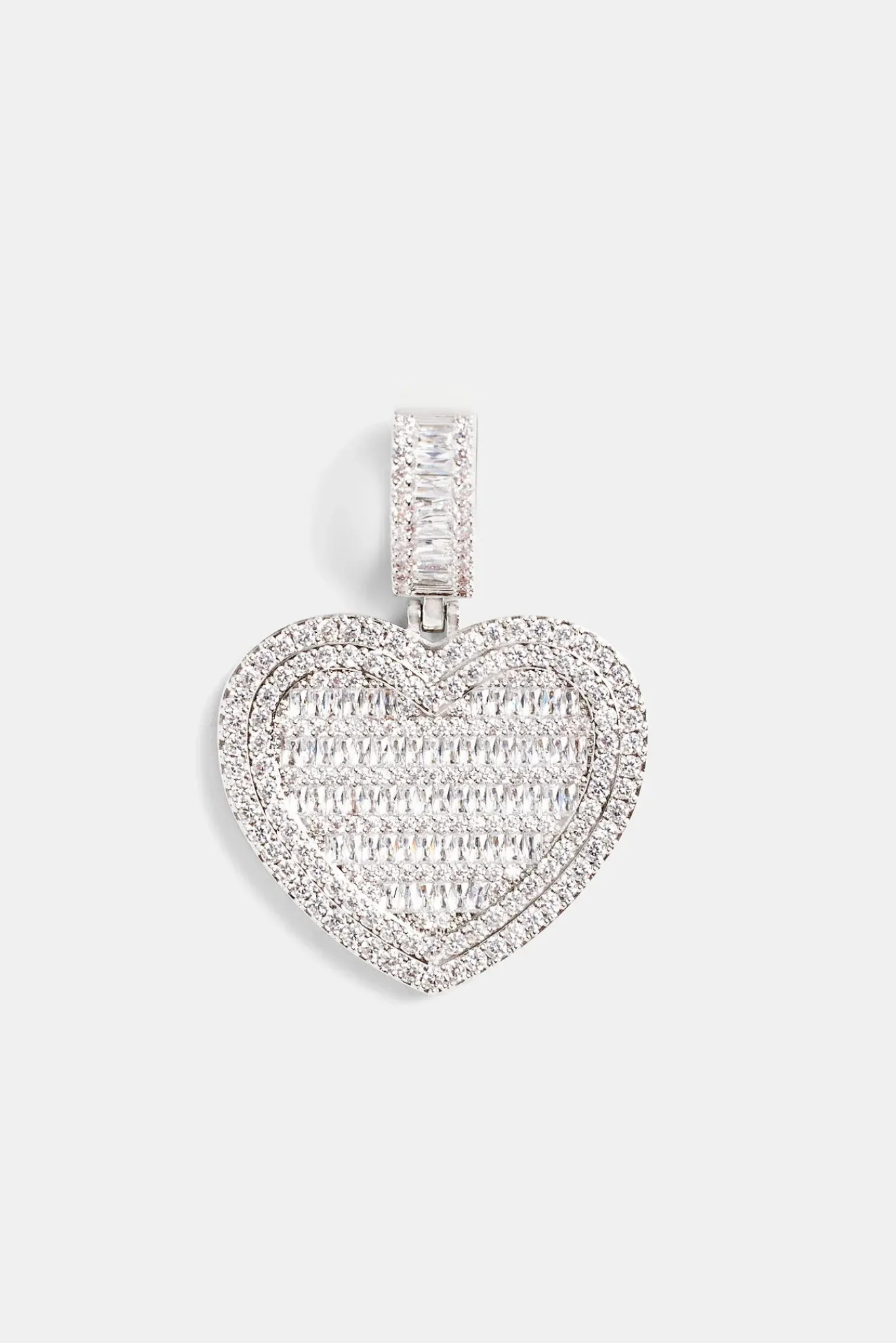 Women JWL-PEND Iced 50mm CZ Baguette Heart Pendant