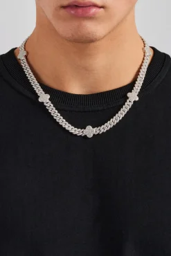 JWL-CHN Iced Motif Cuban Chain - White - 8mm