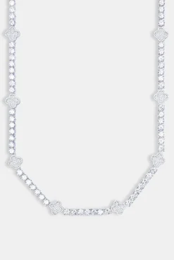 JWL-CHN Iced Motif Tennis Chain - White 5mm