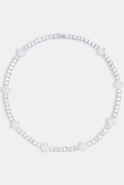 JWL-CHN Iced Motif Tennis Chain - White 5mm
