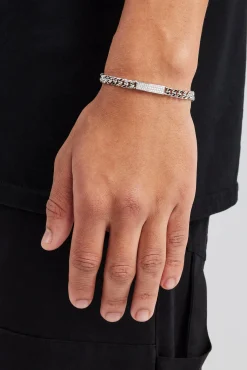 JWL-BRA Iced Pave Centre Cuban Bracelet - 6mm