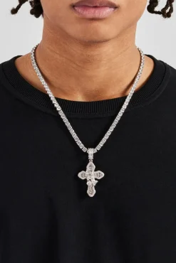JWL-NECK Iced Prayer Hand Cross Pendant