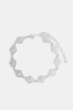 JWL-BRA Iced Rhombus Tennis Bracelet - White 10mm