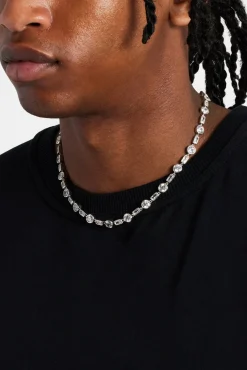 JWL-CHN Iced Round & Rectangle Stone Tennis Chain - 6mm