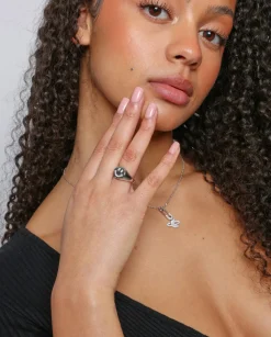 Women JWL-RNG Iced Smile Face Signet Ring
