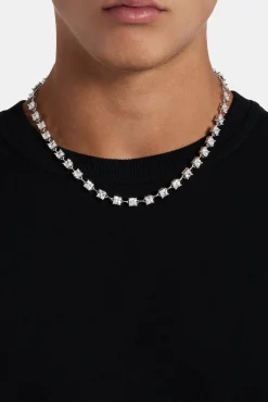 JWL-CHN Iced Square Cut Stone Chain - 6mm