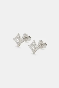 JWL-EAR Iced Star Motif Stud Earrings - 8mm