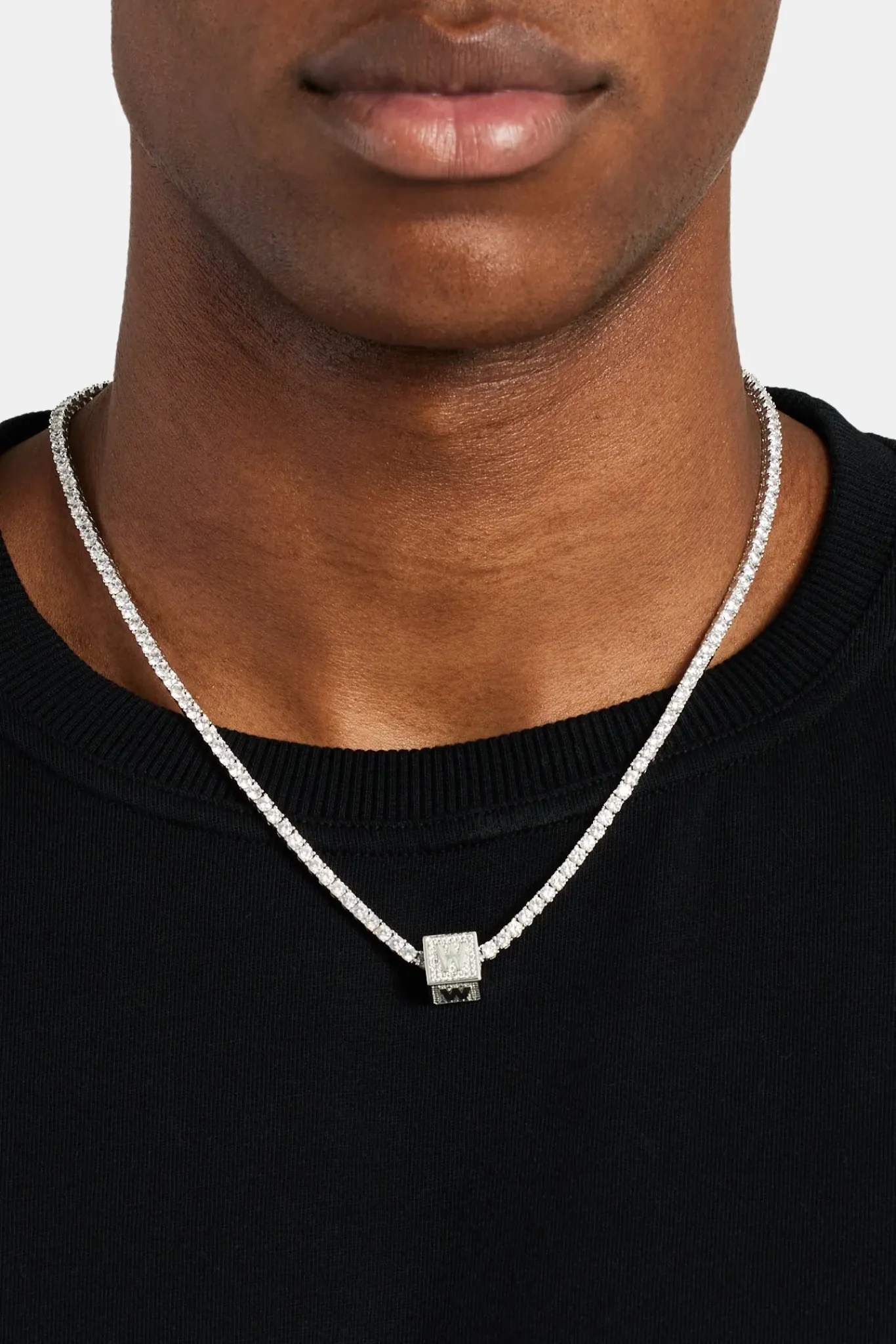 JWL-PEND Iced W Letter Block Pendant