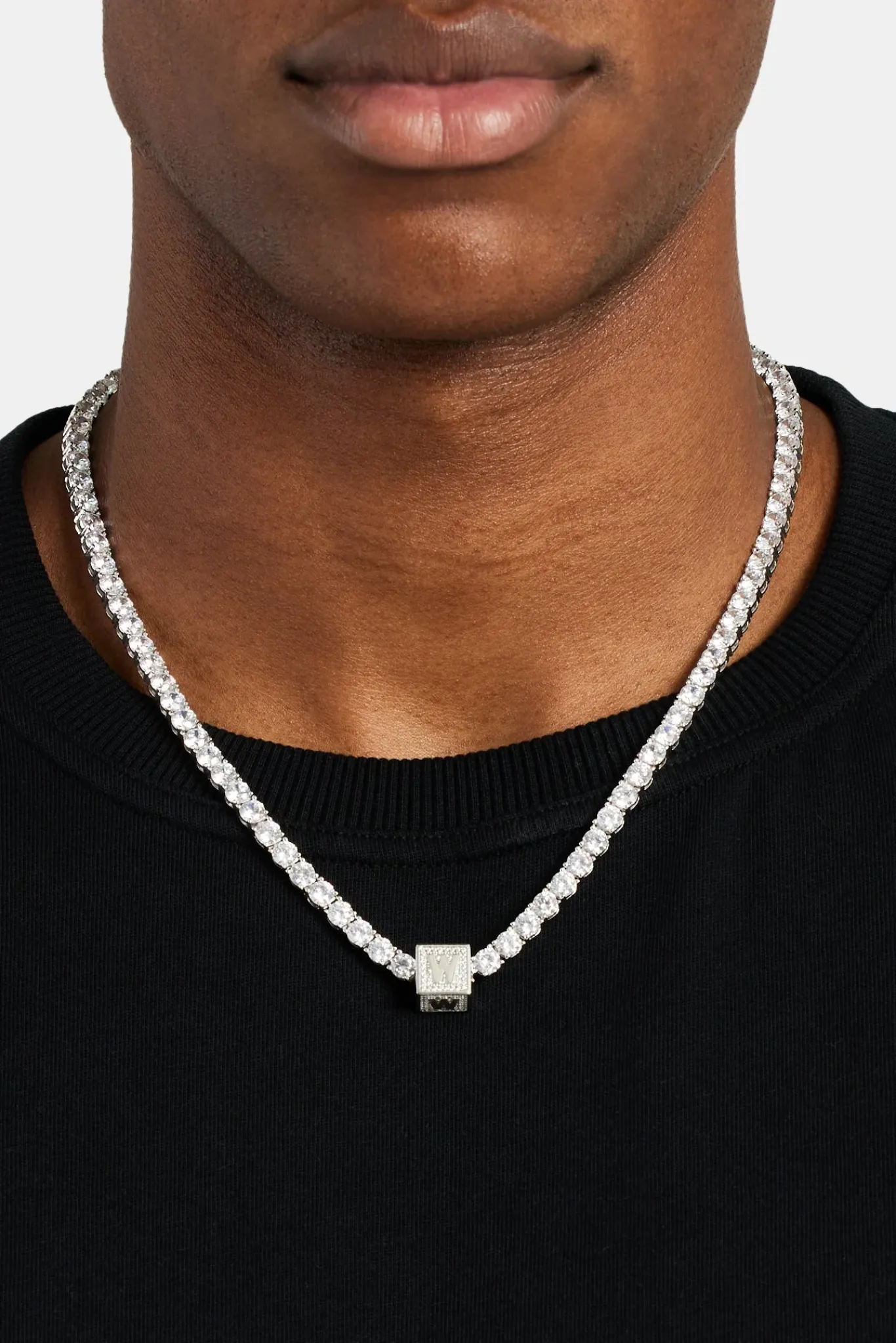 JWL-PEND Iced W Letter Block Pendant