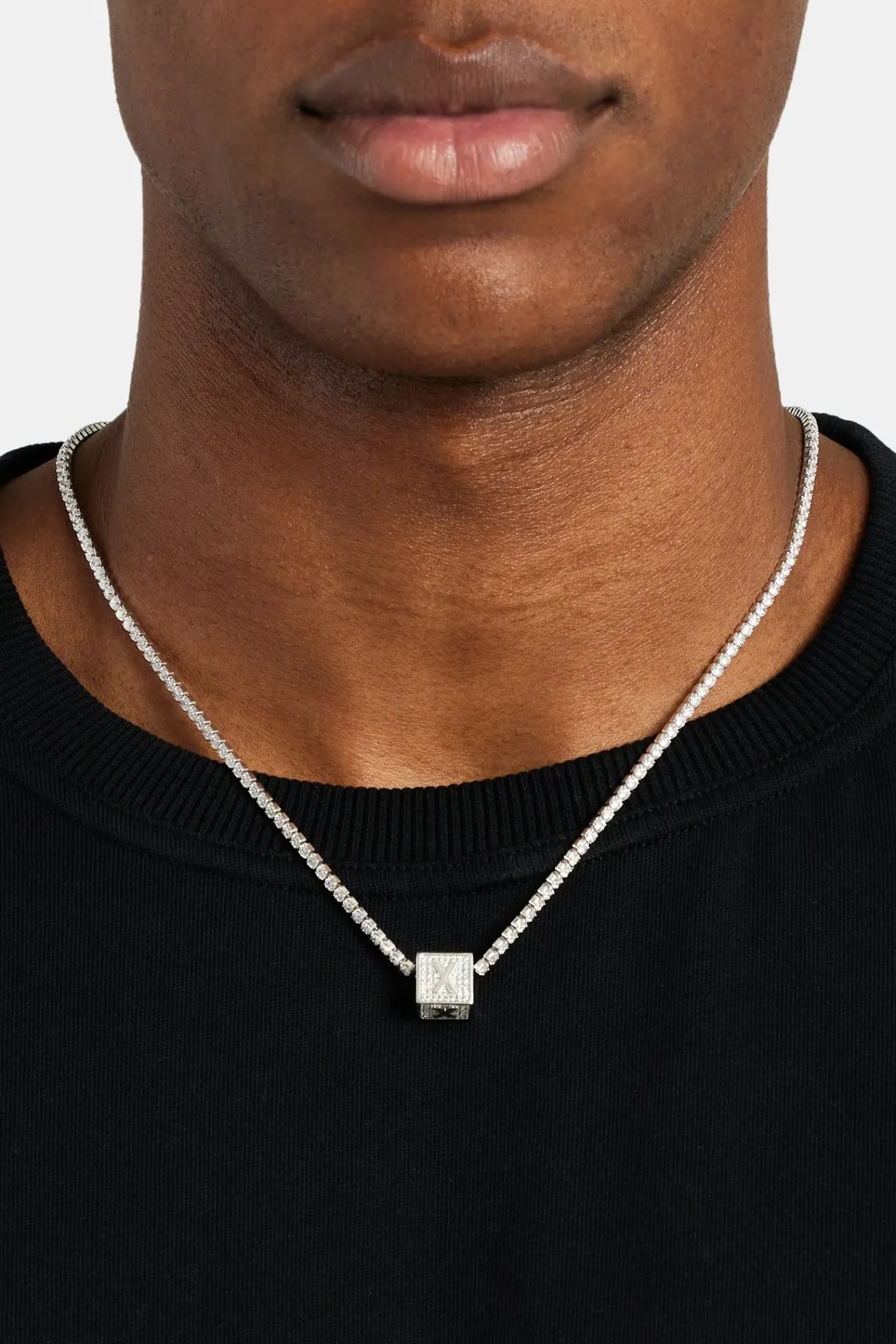 JWL-PEND Iced X Letter Block Pendant