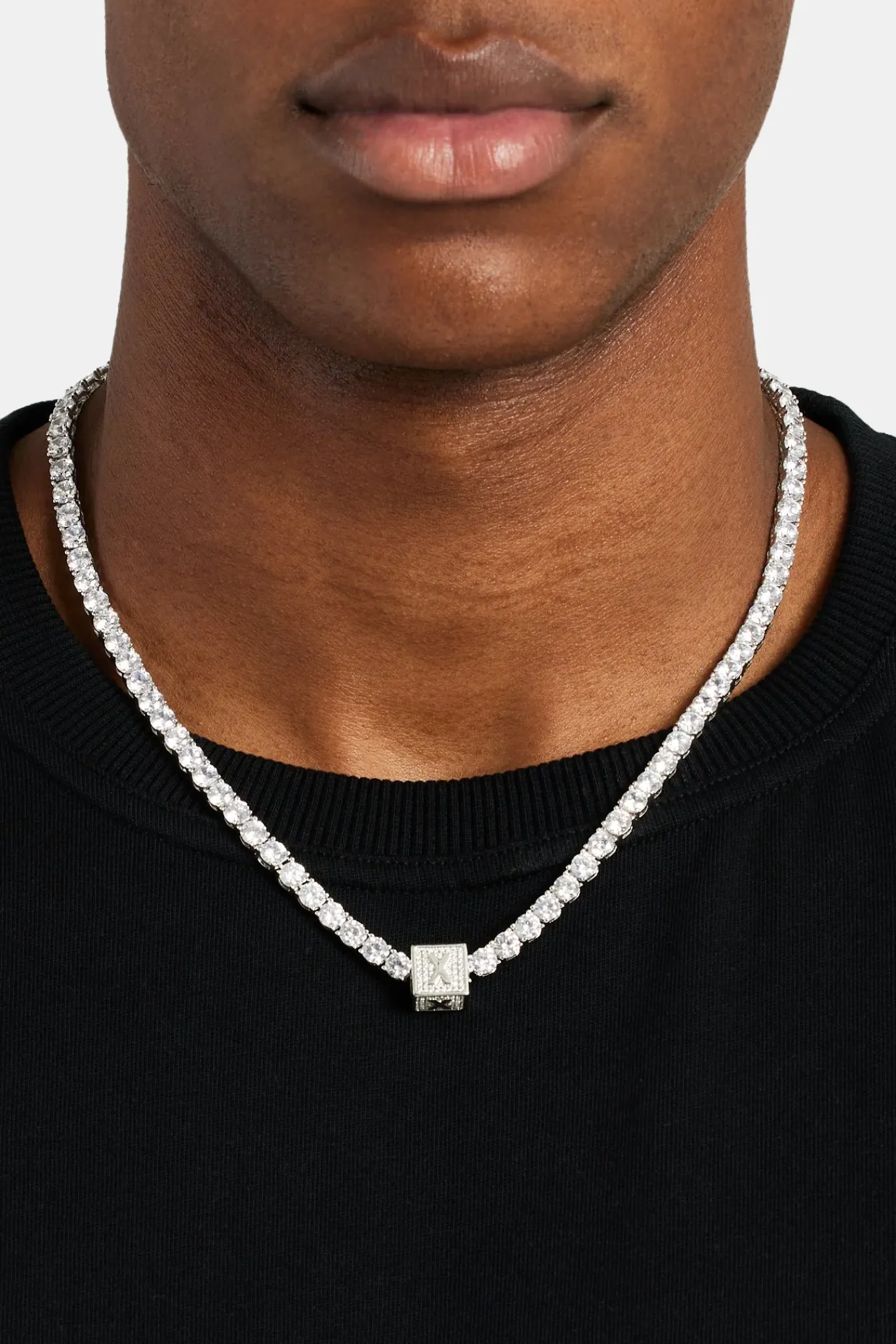 JWL-PEND Iced X Letter Block Pendant
