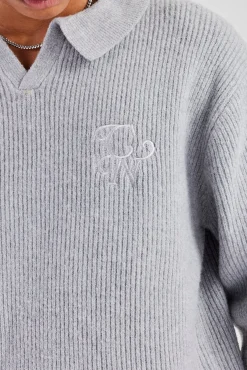 CLO-TOP-HS-SWE-KTW Knit Collared Sweat - Grey