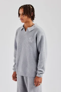 CLO-TOP-HS-SWE-KTW Knit Collared Sweat - Grey