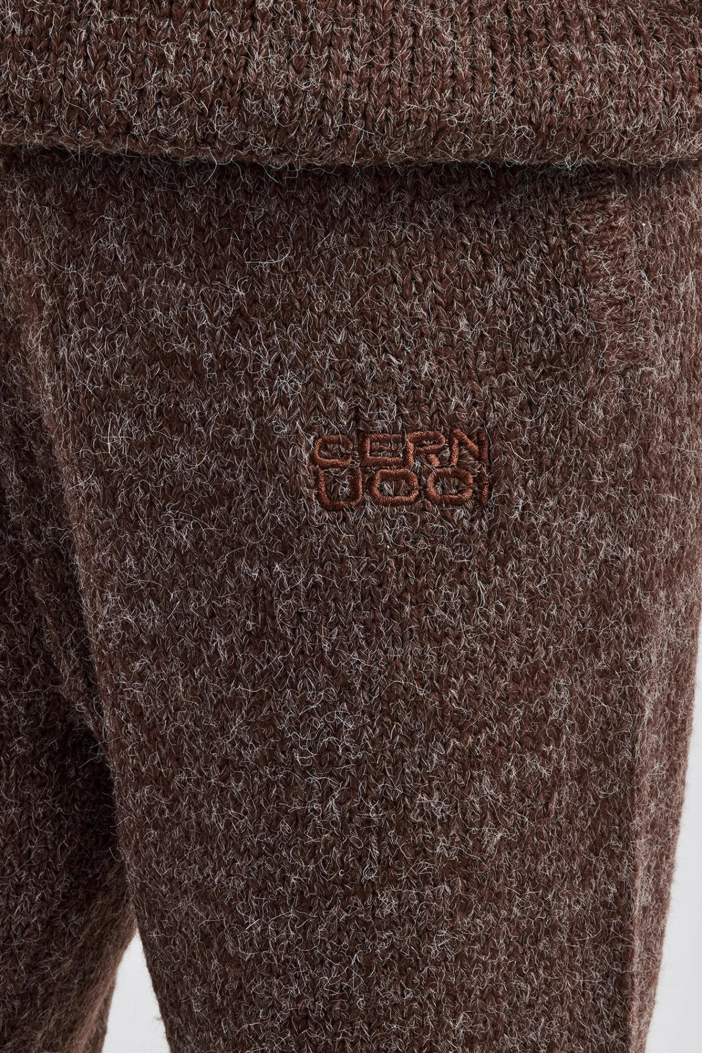 Women CLO-BOT-TRO-KTW Knit Wide Leg Embroidered Jogger - Chocolate