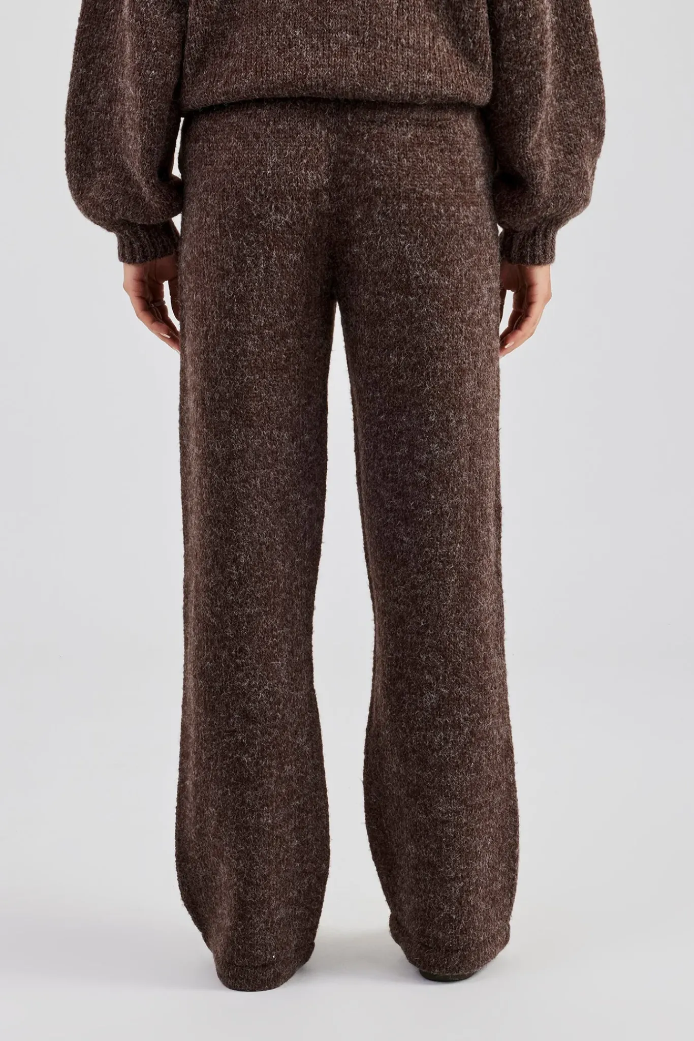 Women CLO-BOT-TRO-KTW Knit Wide Leg Embroidered Jogger - Chocolate