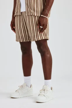 CLO-BOT-KTW Knitted Contrast Stripe Short - Chocolate
