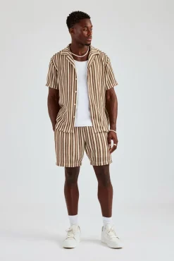 CLO-BOT-KTW Knitted Contrast Stripe Short - Chocolate