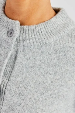 Women CLO-TOP-KTW Knitted Cropped Cardigan - Grey