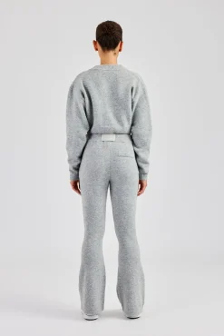 Women CLO-SET-KTW Knitted Cropped Cardigan & Flare Trouser - Grey