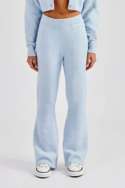 Women CLO-BOT-TRO-KTW Knitted Flare Trouser - Baby Blue