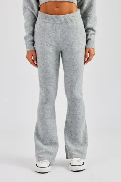 Women CLO-BOT-TRO-KTW Knitted Flare Trouser - Grey