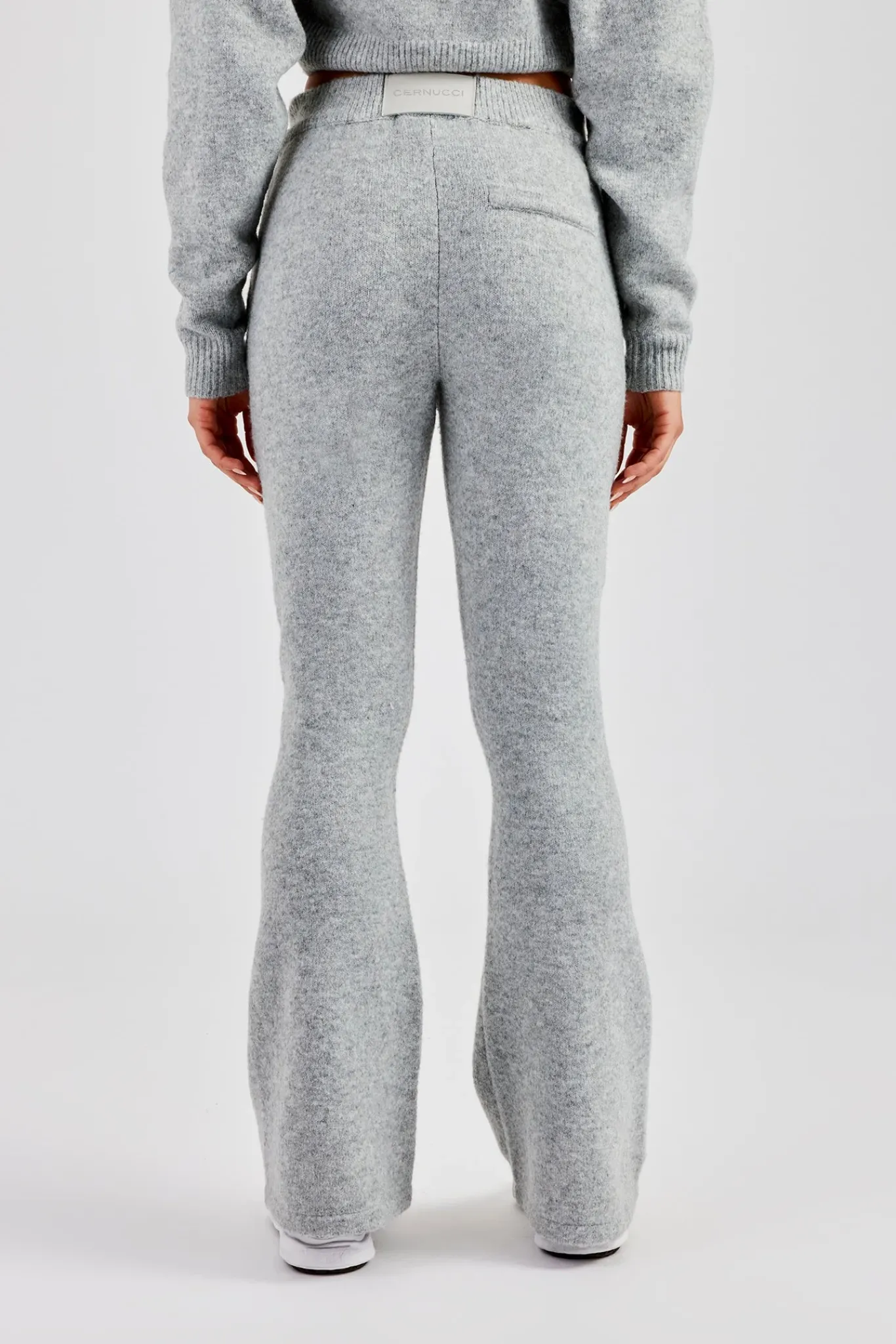 Women CLO-BOT-TRO-KTW Knitted Flare Trouser - Grey