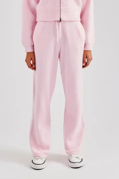 Women CLO-BOT-TRO Knitted Straight Leg Trouser - Baby Pink