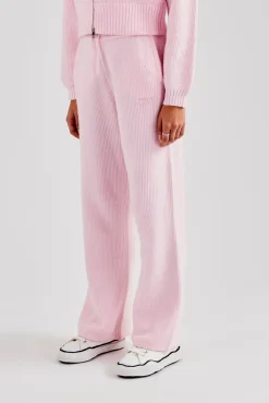 Women CLO-BOT-TRO Knitted Straight Leg Trouser - Baby Pink