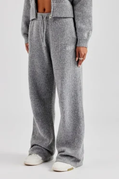 Women CLO-BOT-TRO-KTW Knitted Straight Leg Trouser - Grey