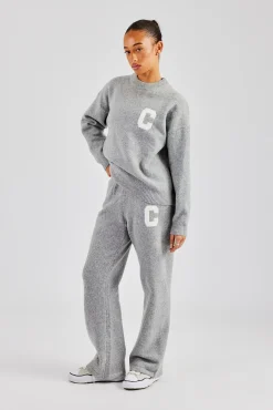 Women CLO-SET-KTW Knitted Sweatshirt Tracksuit - Grey