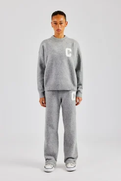 Women CLO-SET-KTW Knitted Sweatshirt Tracksuit - Grey