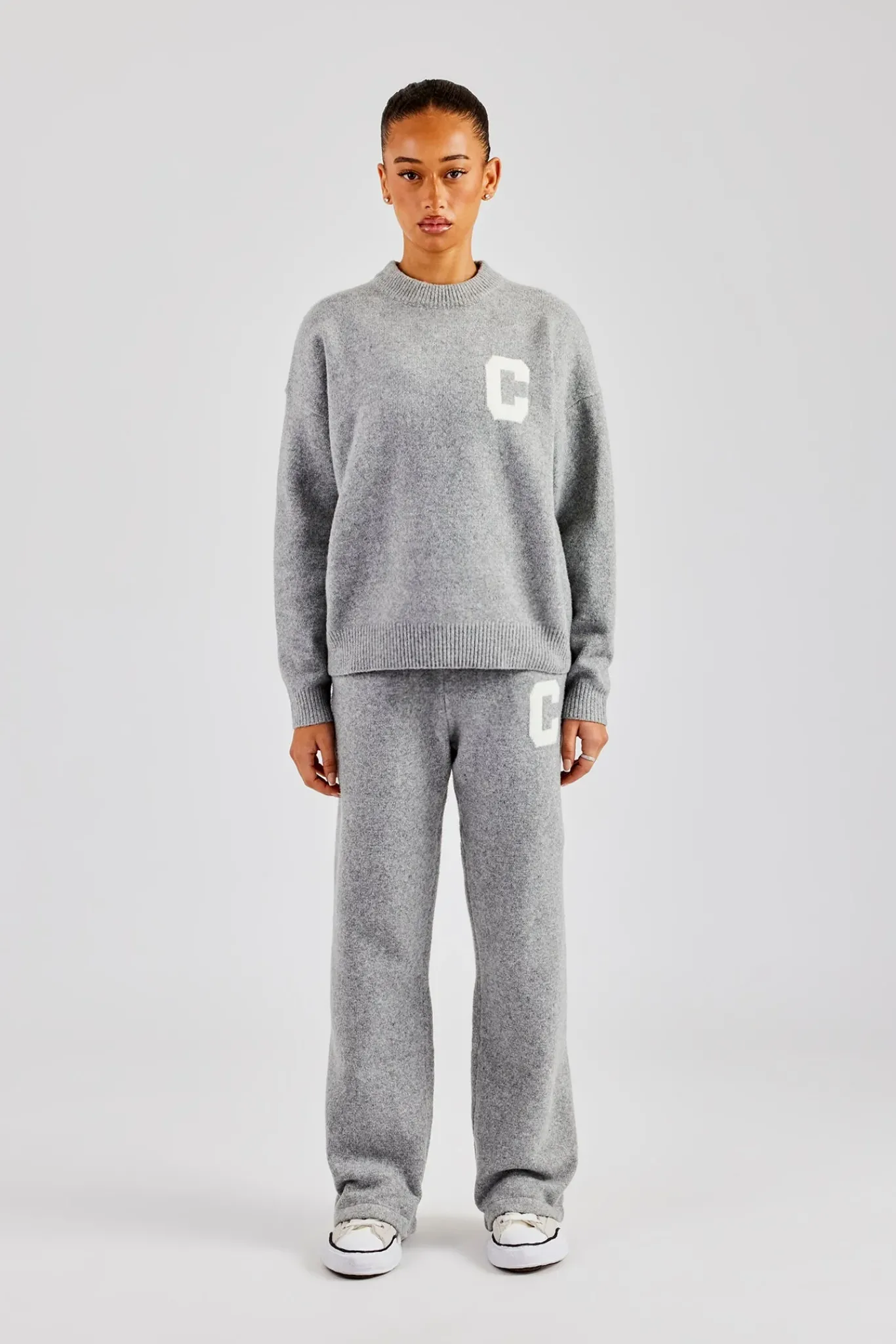 Women CLO-SET-KTW Knitted Sweatshirt Tracksuit - Grey